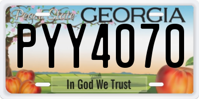 GA license plate PYY4070