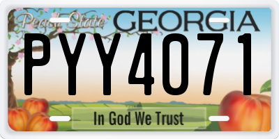 GA license plate PYY4071