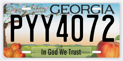 GA license plate PYY4072