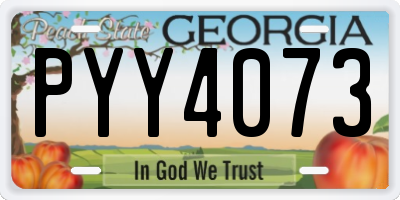 GA license plate PYY4073