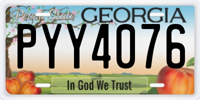GA license plate PYY4076