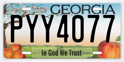 GA license plate PYY4077