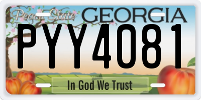 GA license plate PYY4081