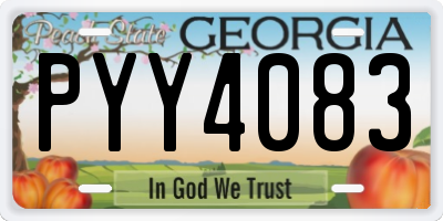GA license plate PYY4083