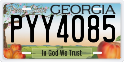 GA license plate PYY4085