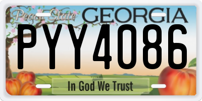 GA license plate PYY4086