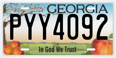 GA license plate PYY4092