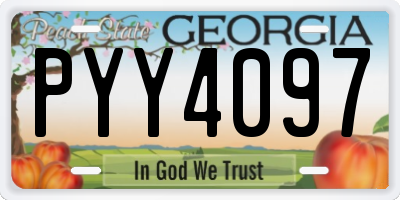 GA license plate PYY4097