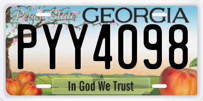 GA license plate PYY4098