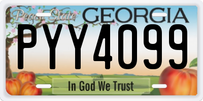 GA license plate PYY4099