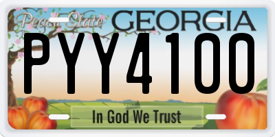 GA license plate PYY4100