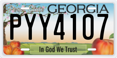 GA license plate PYY4107