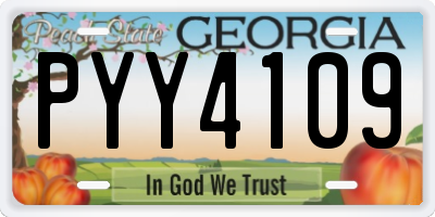 GA license plate PYY4109