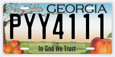GA license plate PYY4111