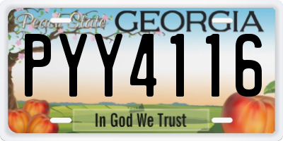 GA license plate PYY4116