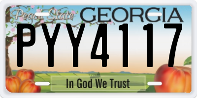 GA license plate PYY4117
