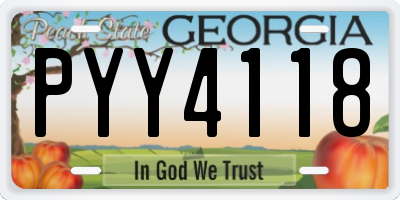 GA license plate PYY4118