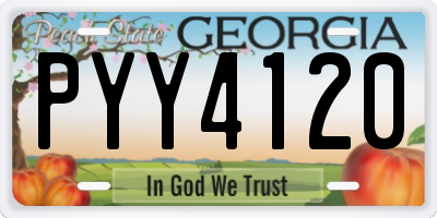 GA license plate PYY4120