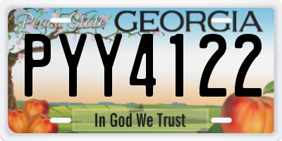 GA license plate PYY4122