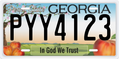 GA license plate PYY4123