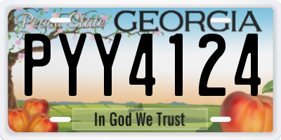 GA license plate PYY4124