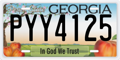 GA license plate PYY4125