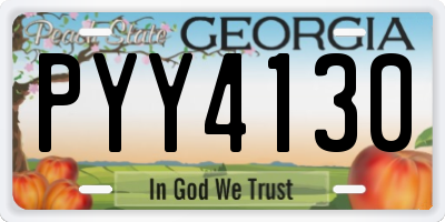 GA license plate PYY4130