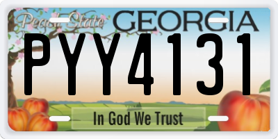 GA license plate PYY4131