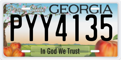GA license plate PYY4135