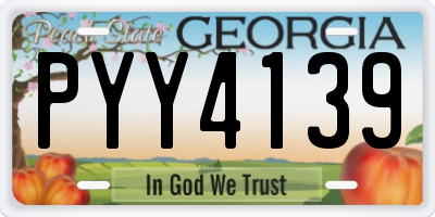 GA license plate PYY4139