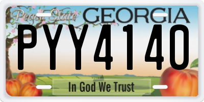 GA license plate PYY4140