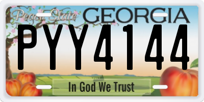 GA license plate PYY4144