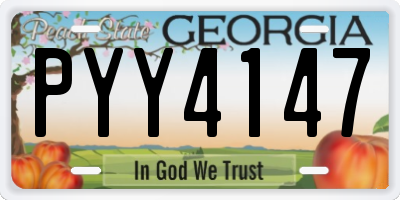 GA license plate PYY4147