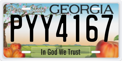 GA license plate PYY4167