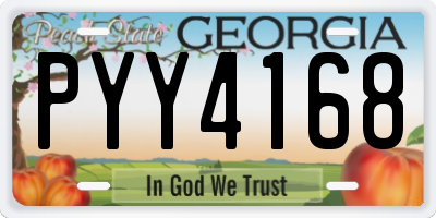 GA license plate PYY4168