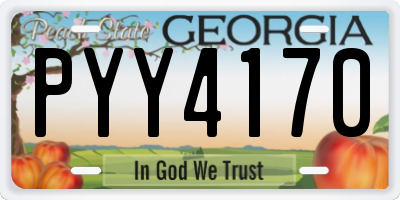GA license plate PYY4170