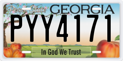 GA license plate PYY4171
