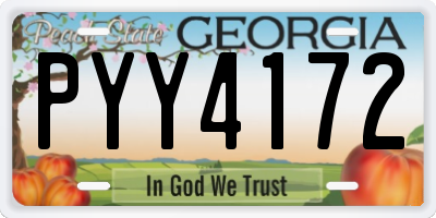 GA license plate PYY4172