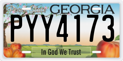 GA license plate PYY4173