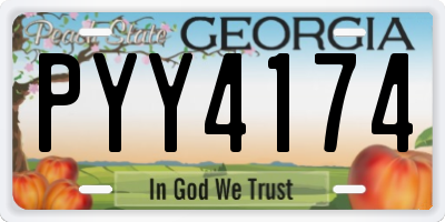 GA license plate PYY4174