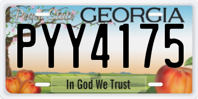 GA license plate PYY4175