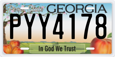 GA license plate PYY4178