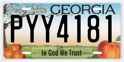 GA license plate PYY4181