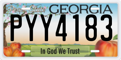 GA license plate PYY4183