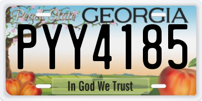 GA license plate PYY4185