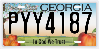 GA license plate PYY4187