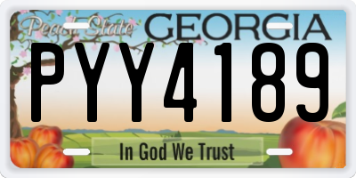 GA license plate PYY4189