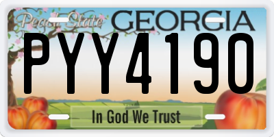 GA license plate PYY4190