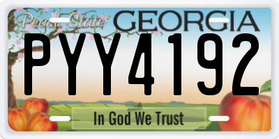 GA license plate PYY4192