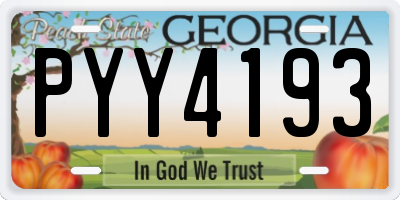 GA license plate PYY4193